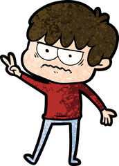 annoyed cartoon boy