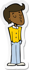 sticker of a cartoon calm man