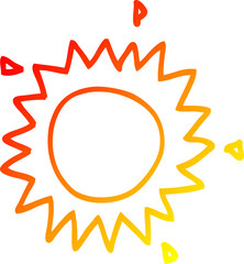 warm gradient line drawing of a cartoon sun