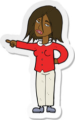 sticker of a cartoon woman pointing