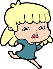 cartoon worried woman