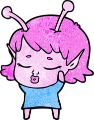 cute alien girl cartoon