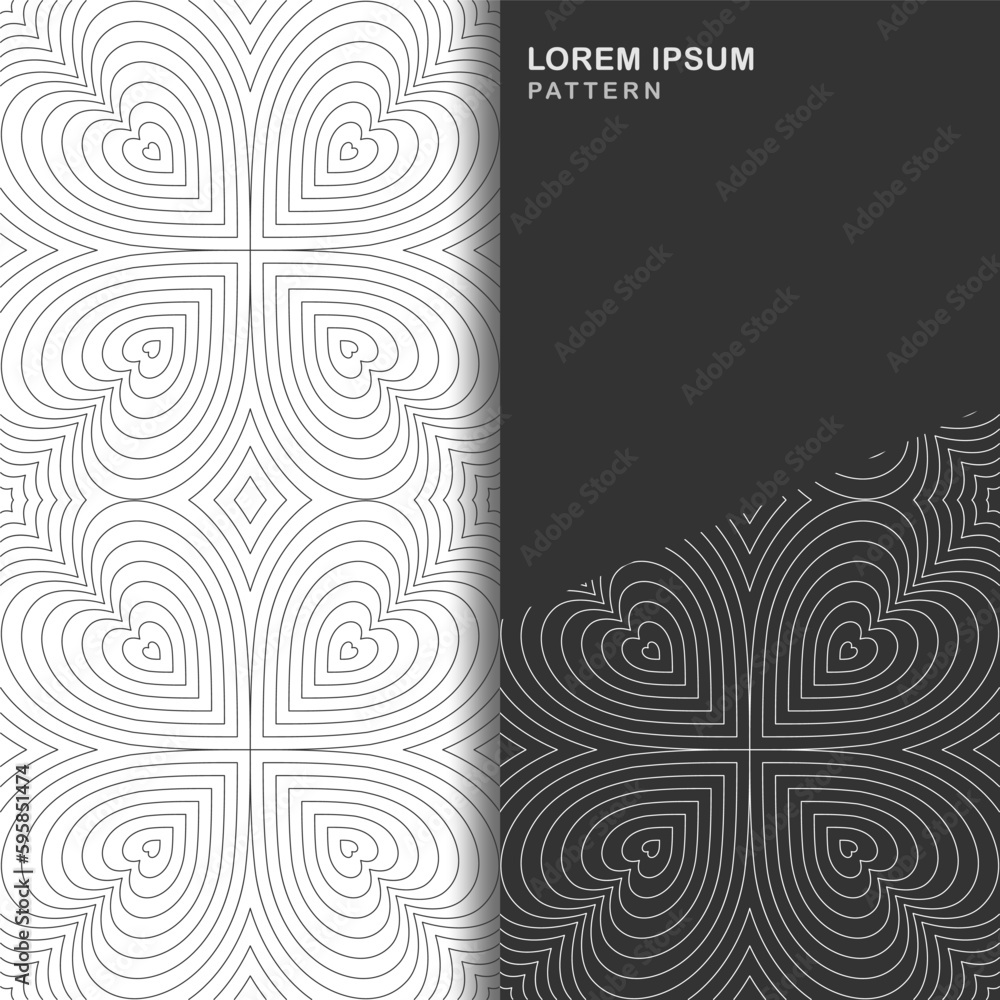 Poster abstract geometric seamless pattern with heart shaped lines