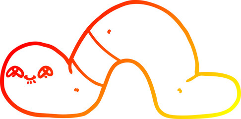 warm gradient line drawing of a cartoon worm