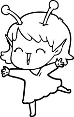 cartoon alien girl laughing