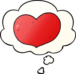 cartoon love heart with thought bubble in smooth gradient style