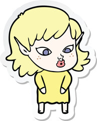 Obraz premium sticker of a pretty cartoon elf girl