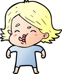 cartoon girl pulling face