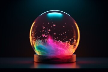 Round, transparent gradient frame with fluid bubble design in vivid colors. Generative AI
