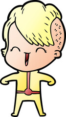 cartoon happy hipster girl