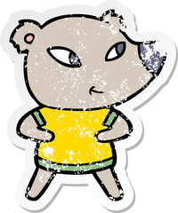 distressed sticker of a cute cartoon bear