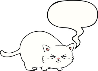 cartoon angry cat with speech bubble