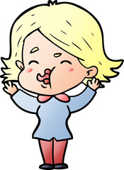 cartoon girl pulling face