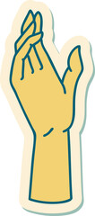 sticker of tattoo in traditional style of a hand