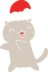 cute flat color style cartoon christmas cat