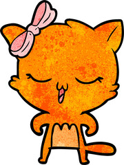 cartoon cat with bow on head