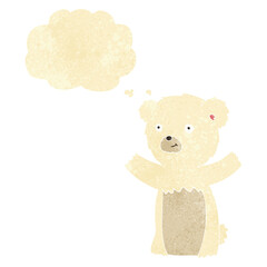 cartoon polar bear cub with thought bubble