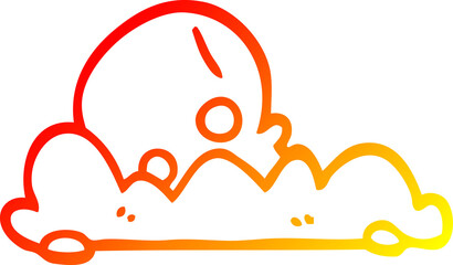 warm gradient line drawing of a cartoon skull in dirt