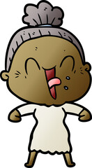 Fototapeta premium cartoon happy old woman