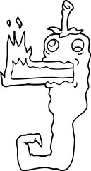 line drawing cartoon red hot chili