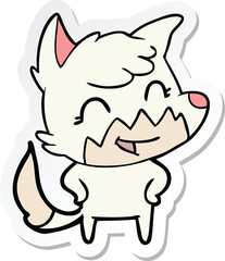 Obraz na płótnie Canvas sticker of a happy cartoon fox