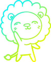 cold gradient line drawing of a cartoon lion