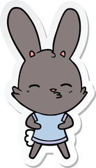 sticker of a curious bunny cartoon