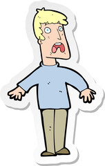 sticker of a cartoon terrified man