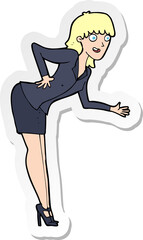 sticker of a cartoon businesswoman explaining