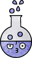 retro grunge texture cartoon of a test tube