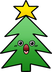 Fototapeta premium gradient shaded cartoon of a christmas tree