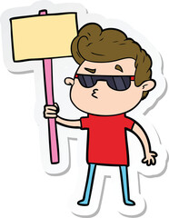 sticker of a cartoon cool guy