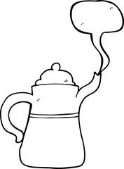 freehand drawn speech bubble cartoon coffee pot