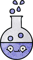 retro grunge texture cartoon of a test tube