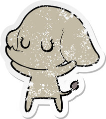 distressed sticker of a cute cartoon elephant