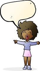 cartoon stressed out woman talking with speech bubble