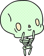 cartoon illustration kawaii cute dead skeleton