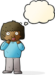 cartoon worried boy with thought bubble
