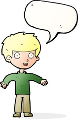 cartoon happy man with speech bubble