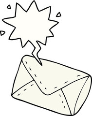 cartoon envelope with speech bubble