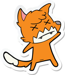 sticker of a cartoon cross eyed fox