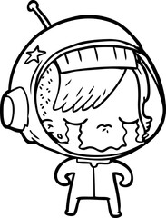 cartoon crying astronaut girl