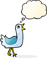cartoon bird with thought bubble