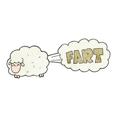 freehand textured cartoon farting sheep
