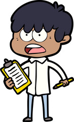 worried cartoon boy