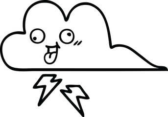 line drawing cartoon of a storm cloud