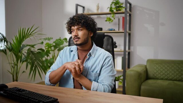 Man programmer prepares for rest after hard working day