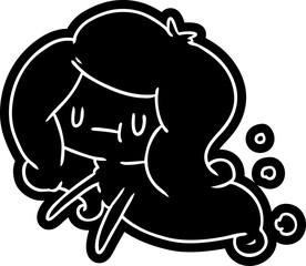 cartoon icon of a kawaii cute ghost