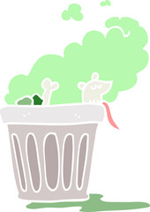 flat color illustration cartoon smelly garbage can
