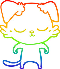 rainbow gradient line drawing of a cute cartoon dog